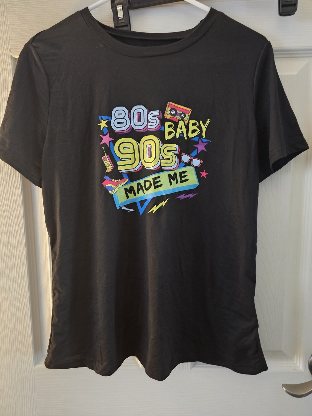 SHEIN Black Womens '80s 90s Baby Made Me Graphic Tee